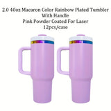 4pcs/8pcs/12pcs Pack H2.0 40oz Macaron Colors Rainbow Plated Quencher Tumbler for Laser Engraving_GGblanks