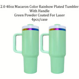 4pcs/8pcs/12pcs Pack H2.0 40oz Macaron Colors Rainbow Plated Quencher Tumbler for Laser Engraving_GGblanks