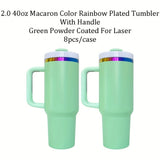 4pcs/8pcs/12pcs Pack H2.0 40oz Macaron Colors Rainbow Plated Quencher Tumbler for Laser Engraving_GGblanks