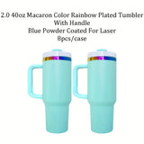 4pcs/8pcs/12pcs Pack H2.0 40oz Macaron Colors Rainbow Plated Quencher Tumbler for Laser Engraving_GGblanks