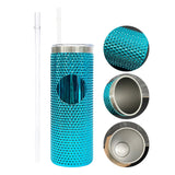 1PC Sample 23oz Bling Durian Studded Stainless Steel Tumbler with Plastic Straw Ideal for DIY Customization_GGblanks