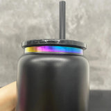 6pcs/12pcs 16oz Rainbow Plated Black&White Stainless Steel Can with Handle for Laser Engraving_GGblanks