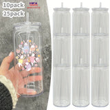 10PACK/25PACK 20oz Can Shaped Clear Transparent Plastic Can Cups With Lid With Straw For UV DTF Wrap_GGblanks