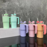 1PC Sample 20oz Kids 5 Colors Matt Macaron Double Wall Stainless Steel Tumblers with Plastic Handle for Sublimation_GGblanks