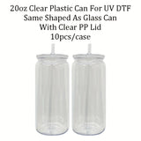 10PACK/25PACK 20oz Can Shaped Clear Transparent Plastic Can Cups With Lid With Straw For UV DTF Wrap_GGblanks