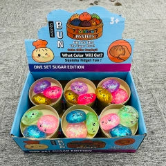72 Pack 5.5cm Maltose Glitter Slow Rising Multi-color Mini Cute Sugar Dumpling Set Stress Relief Squishy Toys with Steamer_GGblanks