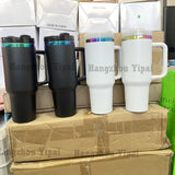 20 Pack Rainbow Plated  30oz 40oz Tumblers Powder Coated H2.0 White/Black Quencher Tumbler_GGblanks