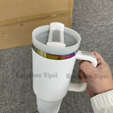 20 Pack Rainbow Plated  30oz 40oz Tumblers Powder Coated H2.0 White/Black Quencher Tumbler_GGblanks