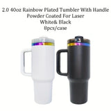 4pcs/8pcs/12pcs Black White H2.0 40oz Powder Coat Rainbow UnderneathTumblers for Laser Engraving_GGblanks