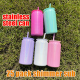 25 Pack 16oz Shimmer Sublimation Stainless Steel Cans_GGblanks