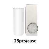China RTS_20oz Blank Sublimation White Skinny Straight Tumbler 25pcs With Slide Lid Sold By Case-GGblanks