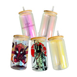 China RTS_20oz Blank Sublimation Mixed 5 Colors Iridescent Beer Glass Can With Bamboo Lid And Plastic Straw Sold By Case BLB029 -GGblanks