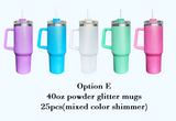 China RTS_40oz Blank Sublimation Glittery Rough Powder Glitter Tumbler Mugs with Handle And Straw ZSQ40002- GGblanks